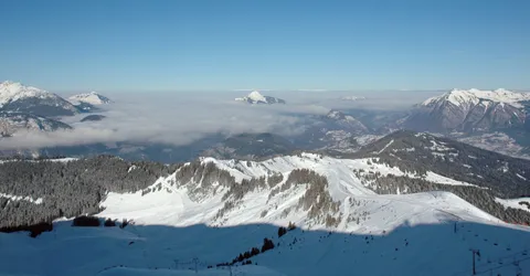 Le Môle above a sea of clouds, seen from the Grand Massif